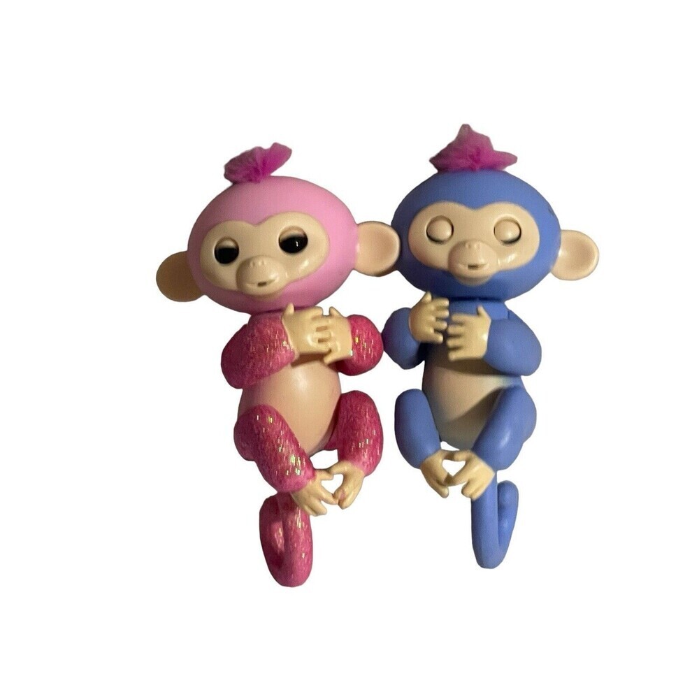 2 Fingerlings Blue & Pink Monkey Interactive Talking Animal Baby